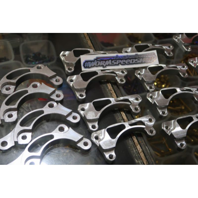 Breket Kaliper 2 Piston CNC Tabung Shock Standar Disk 220MM Mio Fino Soul Beat Scoopy Vario