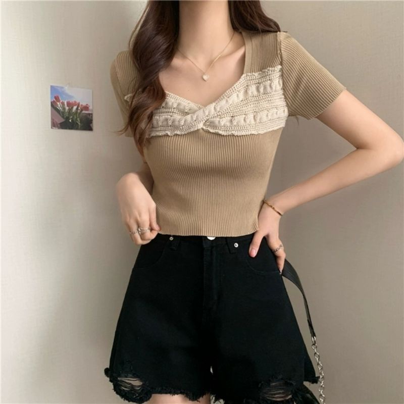 MDLV ~ 86013-1 Fiona Knit Top Atasan Blouse Rajut Fashion Import