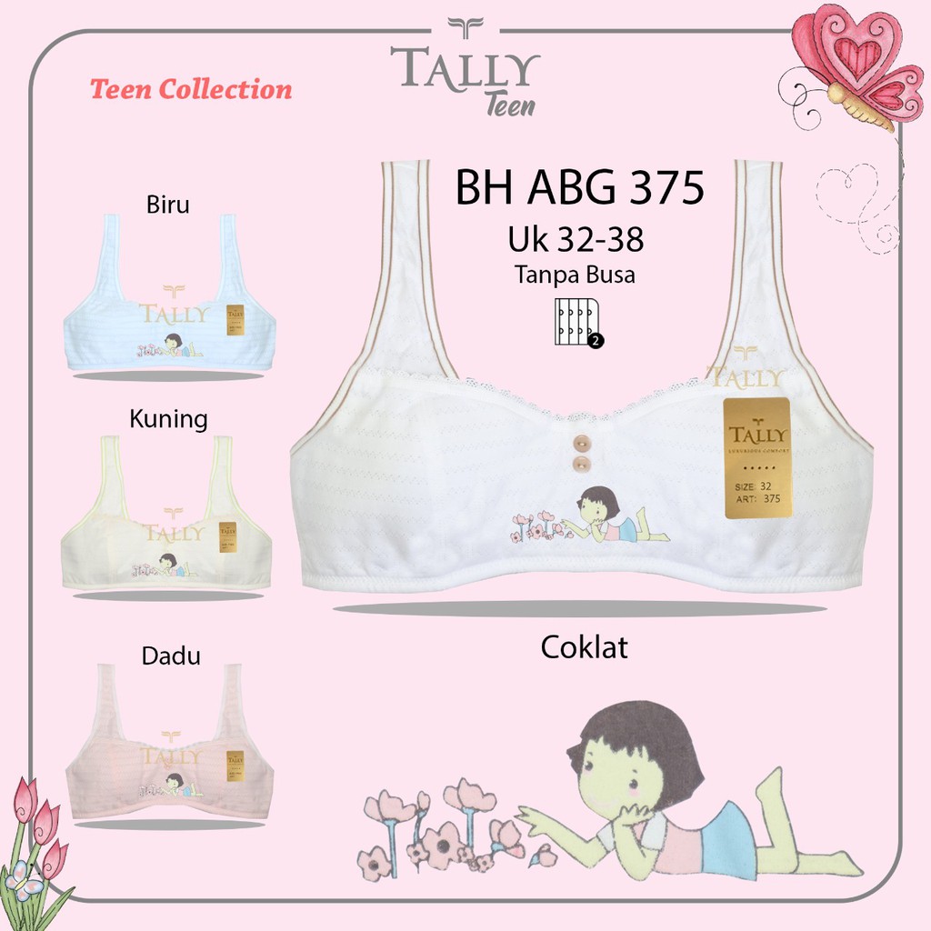 Tally BRA BH REMAJA ABG 375 BUSA TIPIS I TANPA KAWAT SIZE 32-38