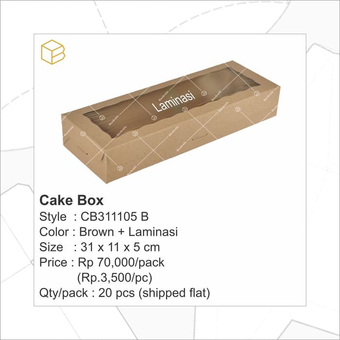 

Langsung Order CB311105 - Cake box, Brownies box, Dus kue, Kotak souvenir, Packaging Terlaris