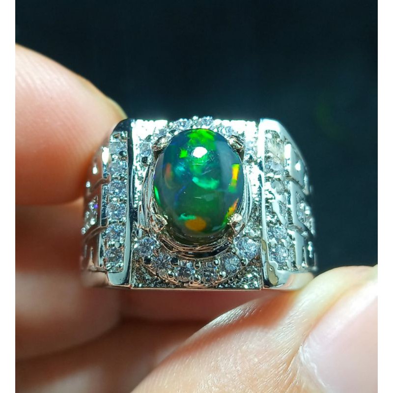 BATU BLACK OPAL KEMBANG JARONG ASLI NATURAL