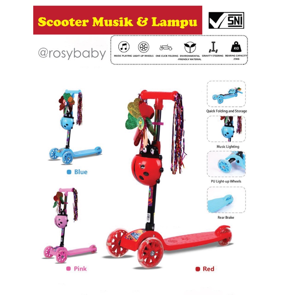 SCOOTER OTOPED ANAK RODA 3 PACIFIC EXOTIC ET HB 005 Skuter Lampu &amp; Musik pacific SEKUTER ANAK ANAK SCOOTER, SKUTER, OTOPED, OTOPET, SEKUTER