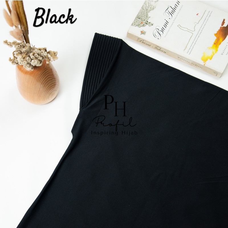 Jilbab Instan Bergo Hamidah Jersey Ukuran (XL) / Bergo Jersey Jumbo / Hijab jersey-Black