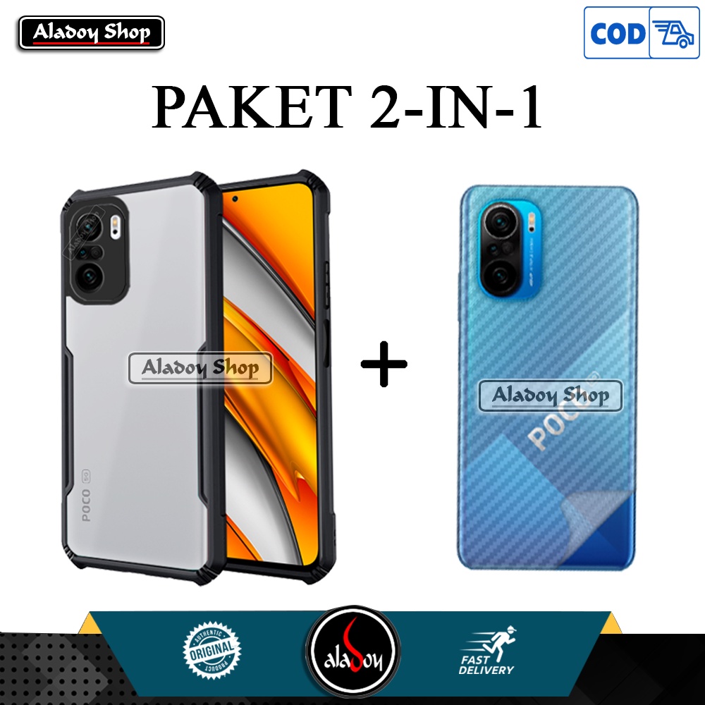 Case XIAOMI POCO F3 2021 Casing Transparent + Skin Carbon