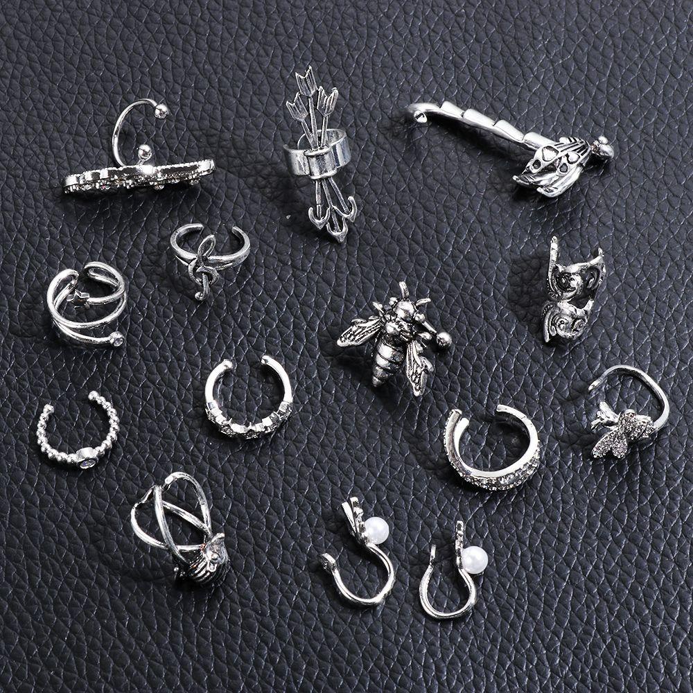 R-flower 1PC Non-piercing Anting Fashion Pesta Pernyataan Perhiasan Lebah Serangga Note Manset Bungkus