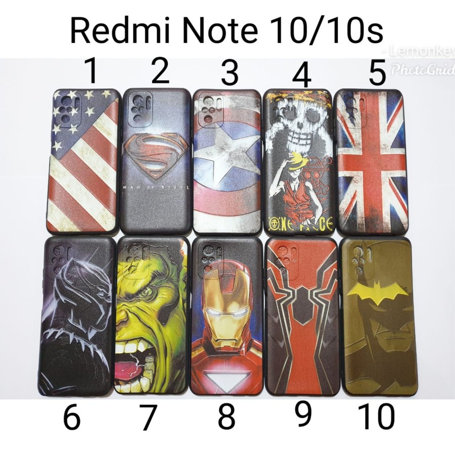 Soft Case Hitam Xiaomi Redmi Note 10 10s Motif Superhero Redmi Note10s Black Mate