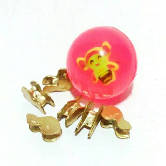 Paket 6 biji bekel dan 1 bola BESAR  pit bekel Emas kuningan besi