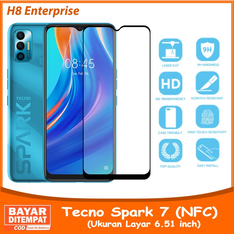 Tempered Glass Full for Tecno Spark 7 NFC Tempered Glass 9D Full Layar