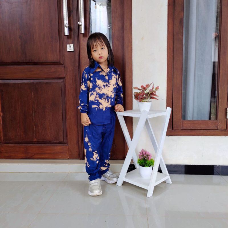 Setelan Anak Rayon Tiedye Warna Lilac || Baju Anak Perempuan Lengan Panjang | Piyama Anak Kekinian