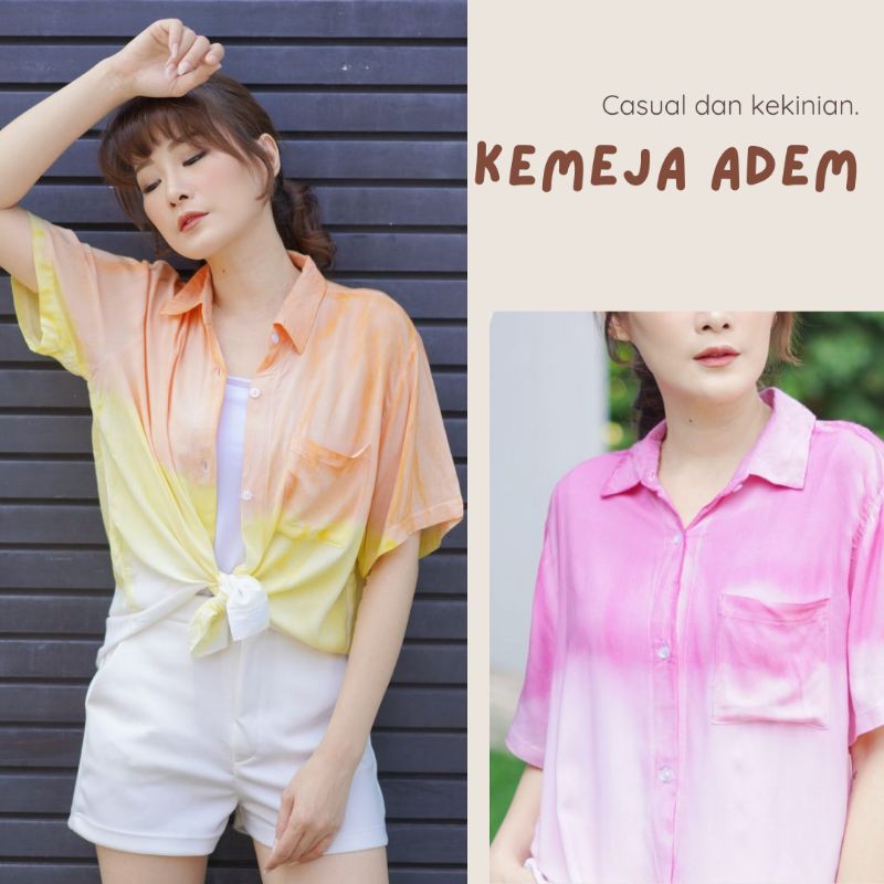 Jual Baju Kemeja Wanita Tie Dye Big Size Oversize Atasan Rayon Adem Kekinian Shopee Indonesia