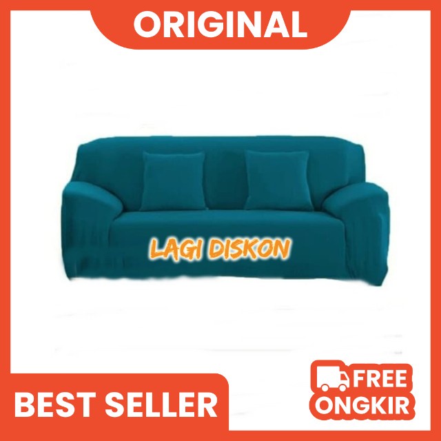 Cover Sofa 4 Seater Polos Bahan Polyster Import Murah Berkualitas + Free 1 Buah Sarung Bantal