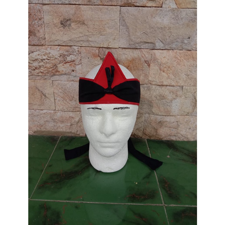 Ikat kepala Hitam Merah polos - Blangkon sunda