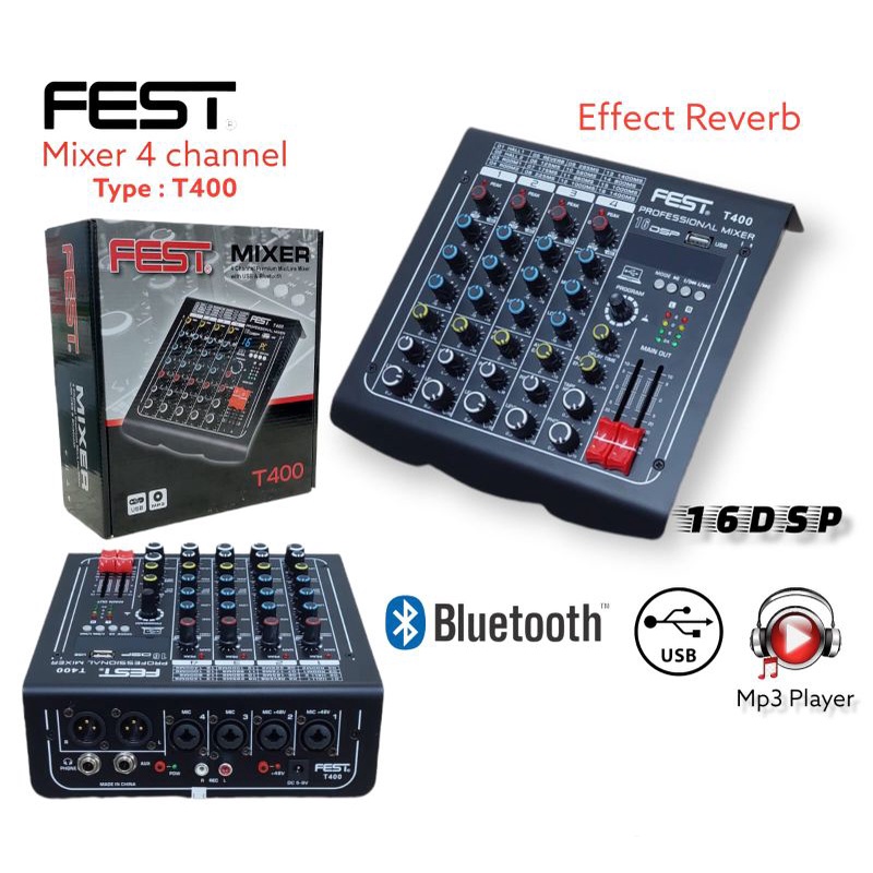 mixer audio fest t400 T 400 4ch effect reverb usb-bluetooth