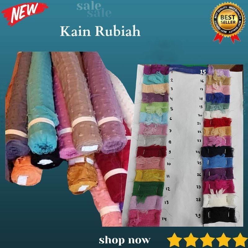 Promo 12.12 Sale Kain Rubiah Rubia Linen Bulu. Ruby Bintik 3d Timbul