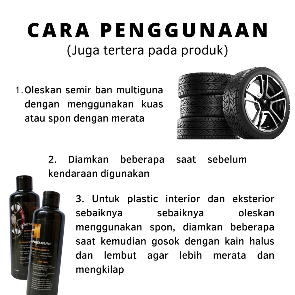 Zen Semir Ban PREMIUM Trim Tyre Tire Shine WAX Mobil Motor Roda 250 ml