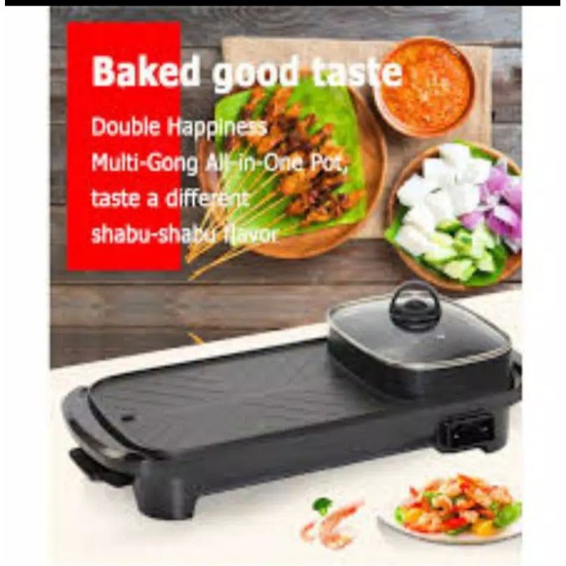 Panggangan Bbq Elektrik Grill Pan 2 in 1 Hot Pot