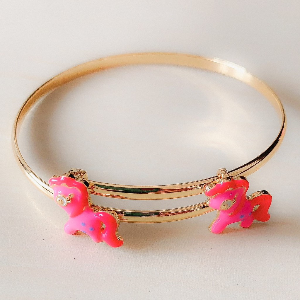 Gelang Anak Poni Pink Plat Gold