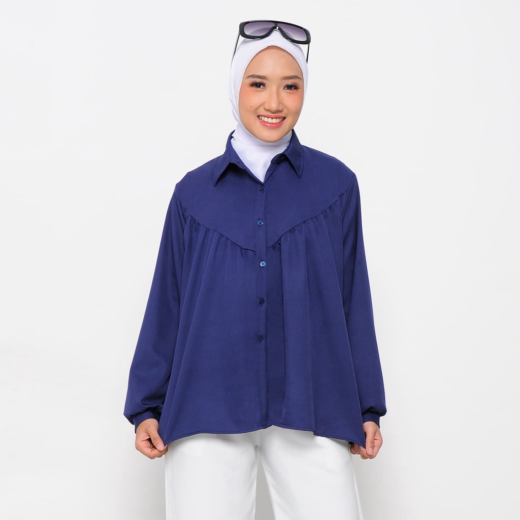 kemeja korean blouse wanita/atasan stella shirt lengan panjang