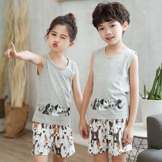 2pcs Piyama Model  Vest Dan Celana  Pendek Motif Kartun 