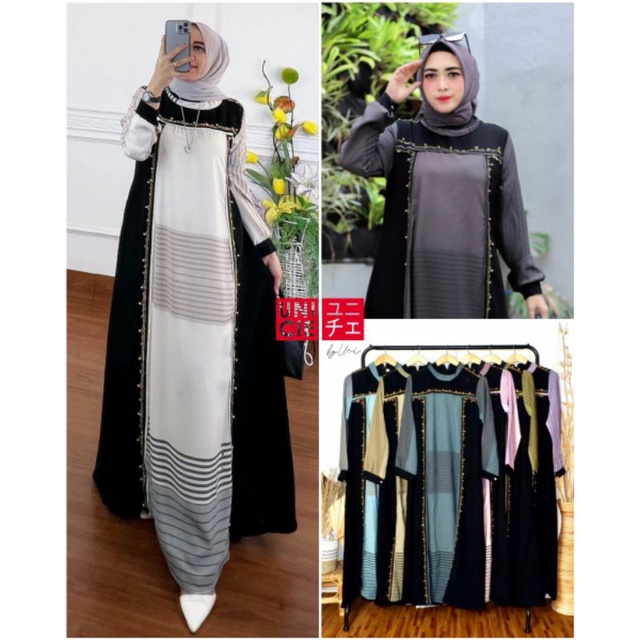 Dress Tebaru Mewah Aswan Mix Jetblack Import Original by Unicie Branded