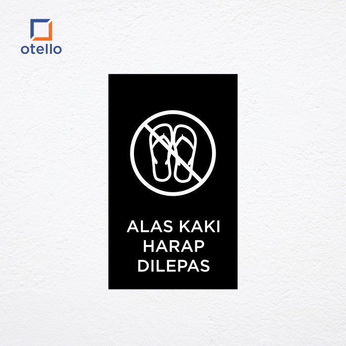 Sign Label Alas Kaki Harap Dilepas Papan Nama Ruangan Tempel Akrilik - Hitam
