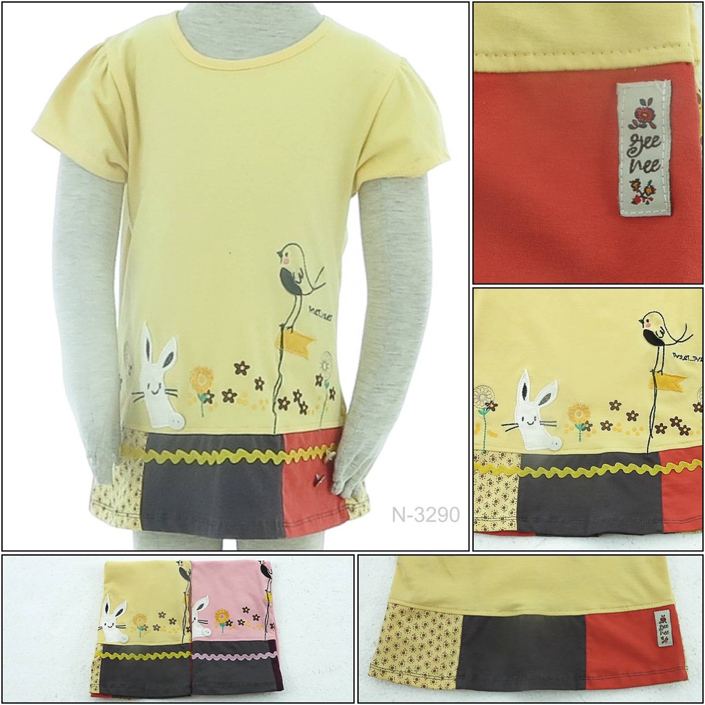 [014003290] Kaos Oblong Anak Cewek Lengan Pendek Geenee