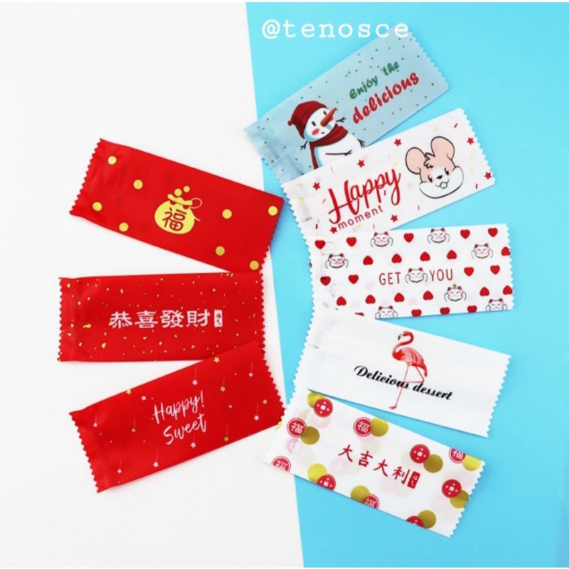 

50pcs Plastik Kantong Kemas Nougat Permen Cokelat Natal Snowman Christmas New Year Imlek Cny Fu Gong Xi Fa Chai