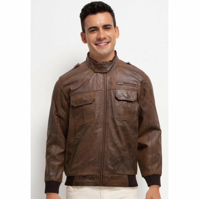 CARDINAL -JACKET KULIT PRIA ORIGINAL- Jaket Kulit Casual Brown