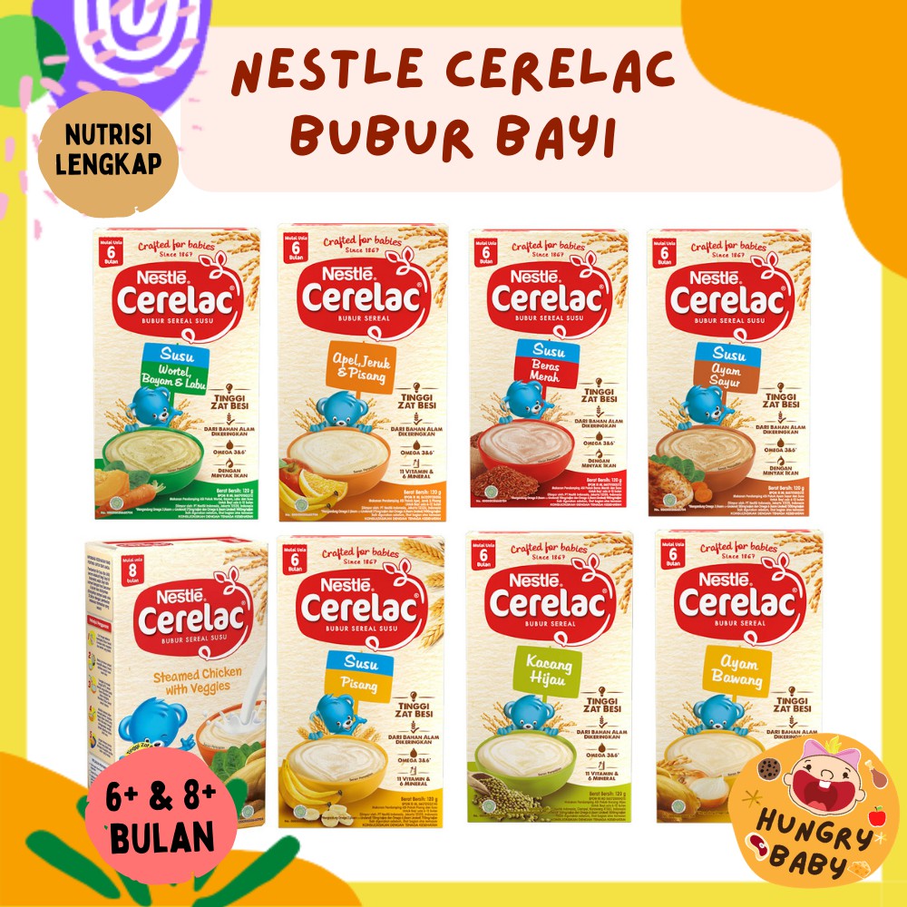 Nestle Cerelac Bubur Bayi Instan 120 gram / MPASI Instant 6+ 8+ bulan