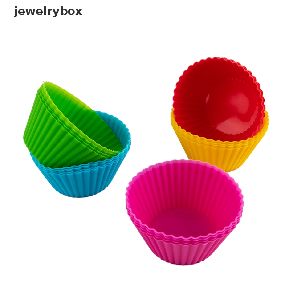 (jewelrybox) 4pcs / Set Cetakan Cupcake / Muffin Bentuk Bulat Bahan Silikon Untuk Perlengkapan Dapur