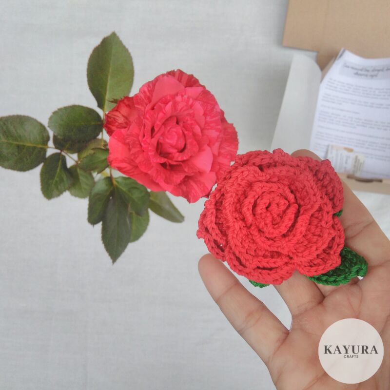 Bros rajut bunga mawar/bros hijab cantik/bros jilbab ROSE