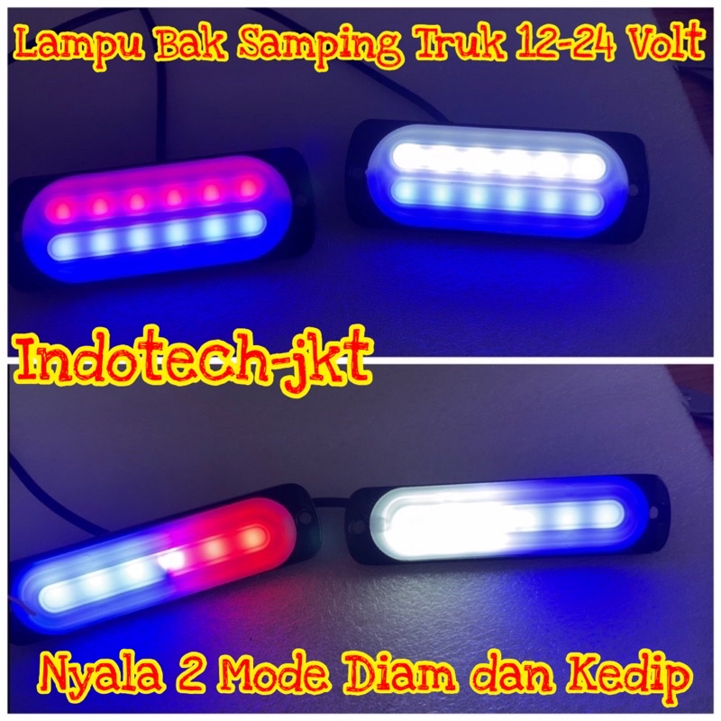 Lampu Grill Bemper Bak Mobil Motor Truk 12  / 24 Volt Nyala Merah Biru 10 Mode