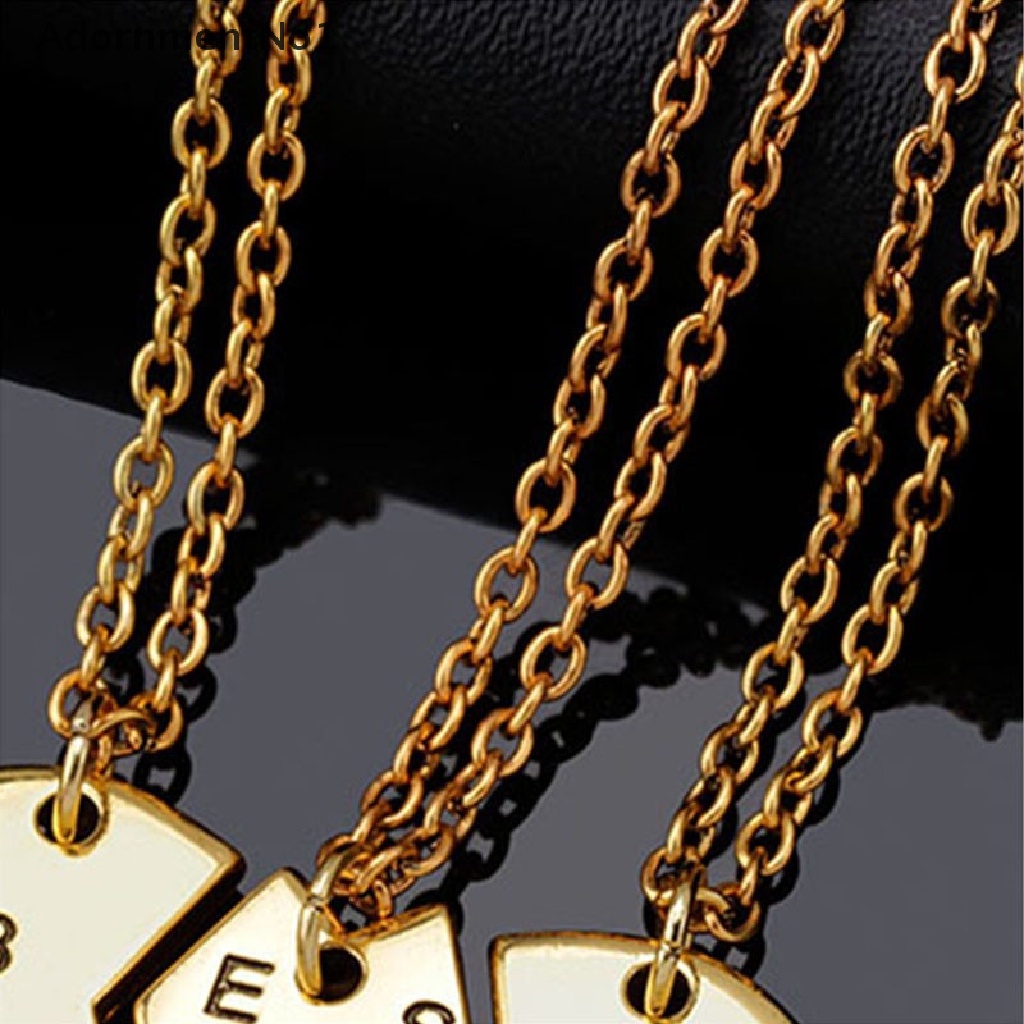 (AdornmentNo1) 3pcs Kalung Rantai Dengan Liontin Hati Motif Tulisan Best Friends Forever Untuk Wanita