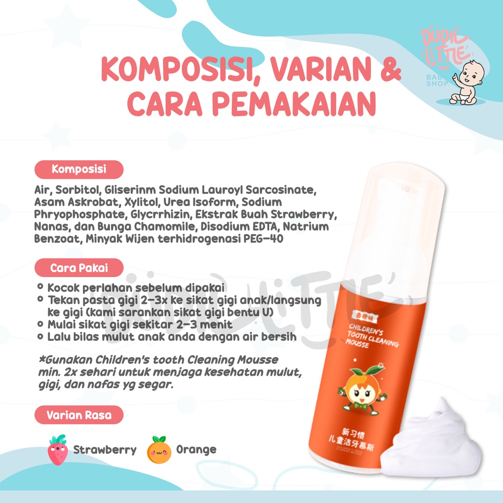 Pasta Gigi Anak Odol Busa Varian Rasa Buah Children's Tooth Cleaning Mouth Untuk Sikat Model U