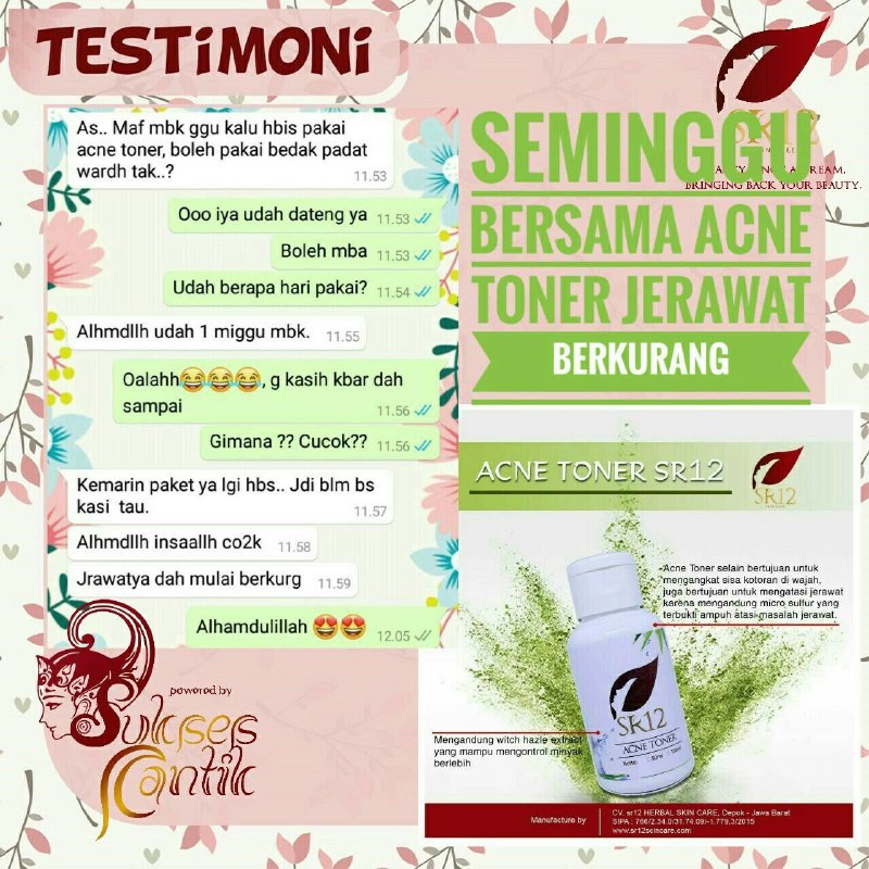 TONER JERAWAT BPOM AMPUH..!! ACNE TONER SR12 AMAN / OBAT JERAWAT BERUNTUS / REGENERASI KULIT MATI