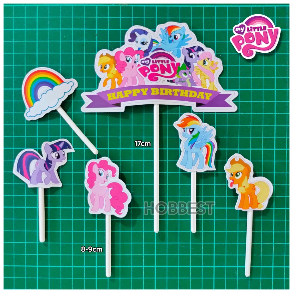 TOPPER CAKE KERTAS MY LITTLE PONY Dekorasi Hiasan Kue Ultah Karakter Tusukan Printing Kuda Poni
