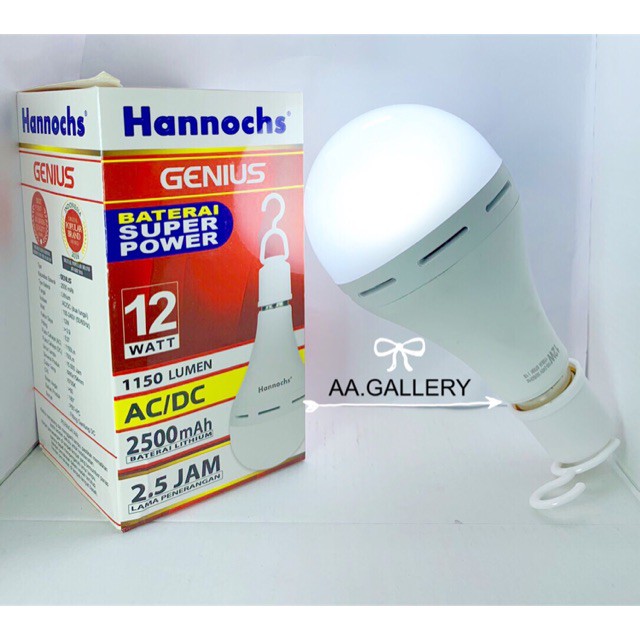 Hannochs genius 12w lampu emergensi murah bohlam emergency 12 watt