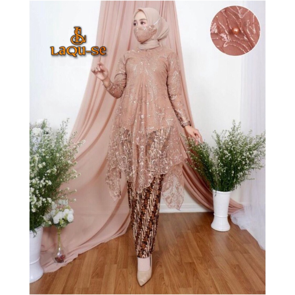 Atasan Kebaya Tunik Brukat Arumi Pesta Kondangan Lamaran Wisuda Busui Friendly Kekinian By Laquse_kebaya2