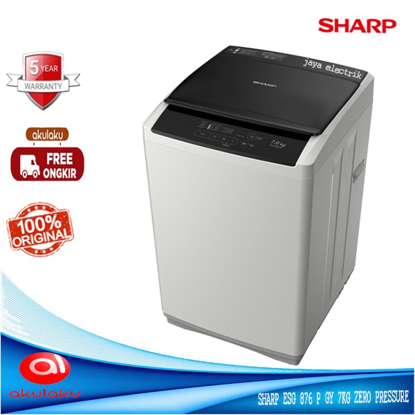 Mesin Cuci 1 Tabung Sharp ESG 876 P GY 7KG Quick Wash Zero Pressure