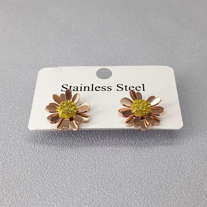 COD! anting titanium stud sun flower anti karat import