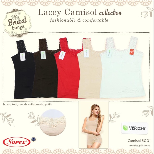 Atasan Tank Top camisol Renda Lebar Sorex 5001 (kamisol)