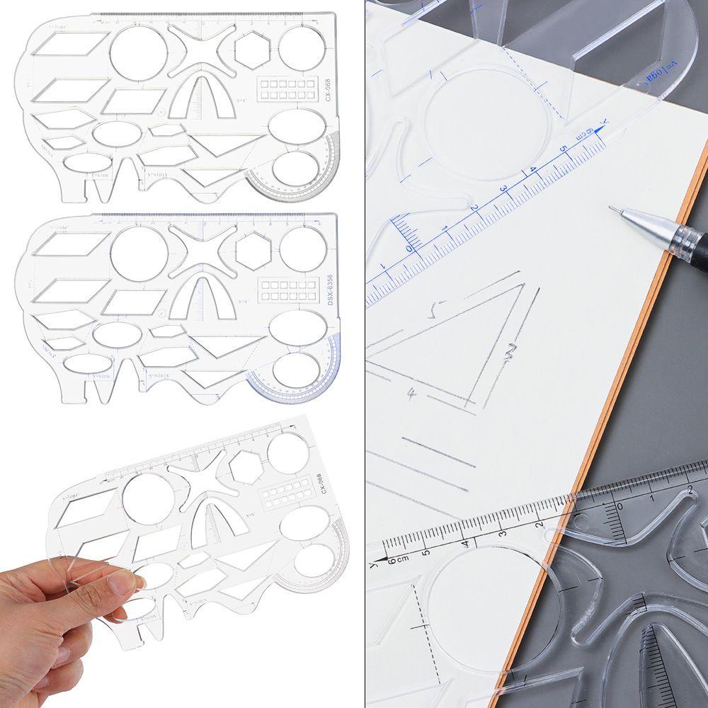 R-flower Geometric Ruler Portable Geometri Multifungsi Alat Ukur Matematika Stensil