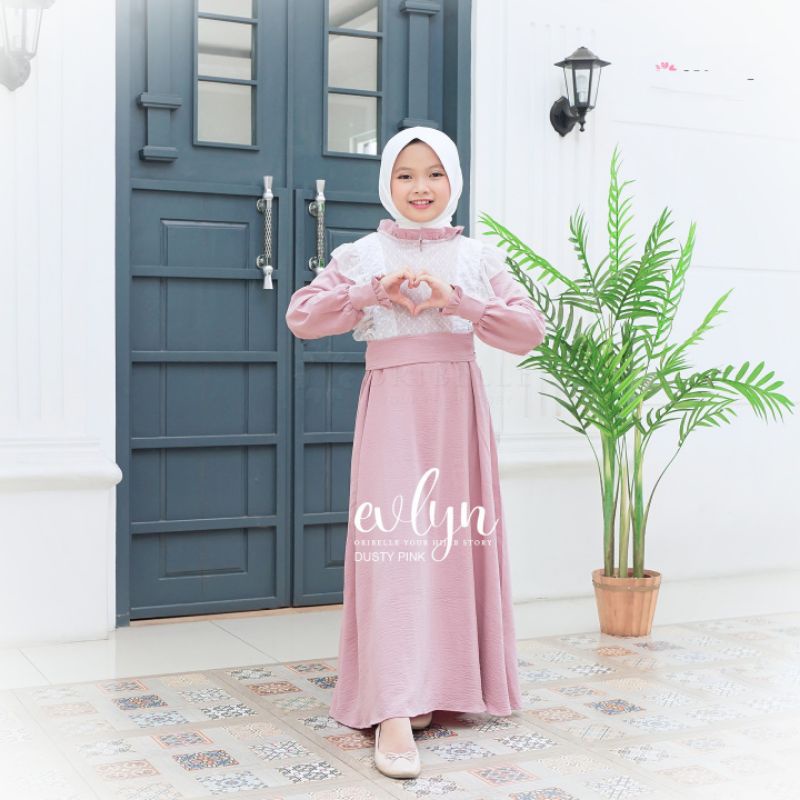 DRESS KIDS MIX TILEDOT TERBARU/EVLYN KIDS ORIBELLE/GAMIS MUSLIM ANAK TERBARU/DRESS TILEDOT KIDS/FAR MOSLEMSTORE