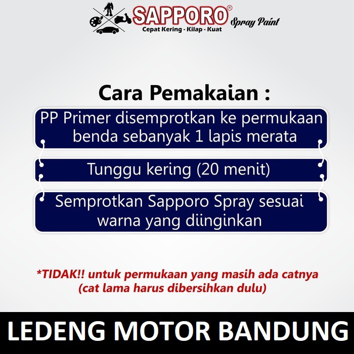 Sapporo PP Primer Cat Semprot Aerosol Saporo Epoxy Dasar Plastik Kulit Jeruk