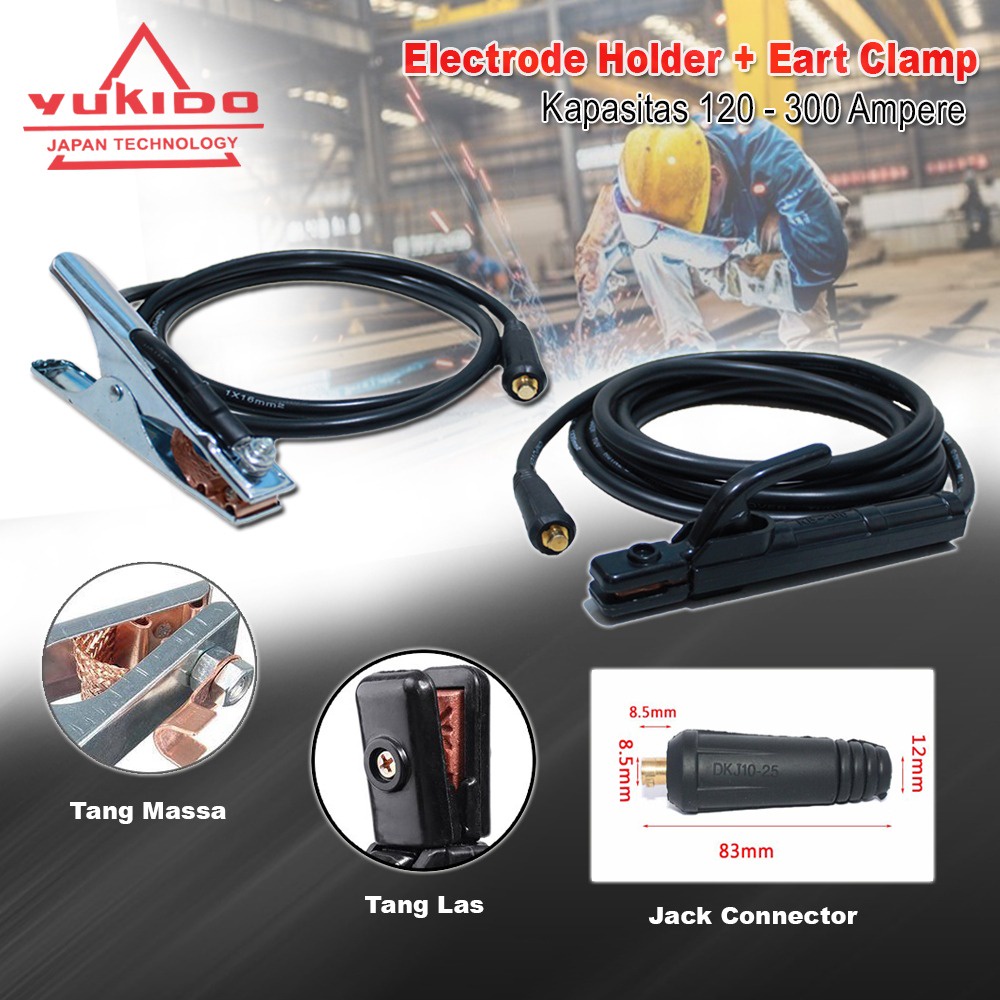 TERMURAH !! YUKIDO Tang Las Set Stang Las Set Masa Kabel Welding Cable set 5 METER BY YUKIDO JAPAN TECHNOLOGY ORIGINAL BERKUALITAS