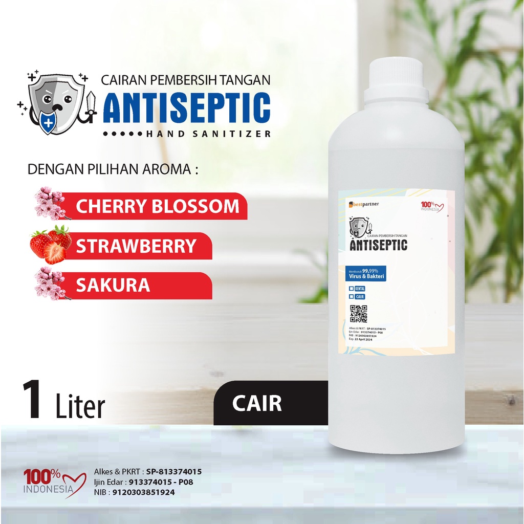 Hand Sanitizer Cair Putihan Antiseptic Variasi Macam Aroma Segar 1 Liter Botol Free+ Free Bubble Wrap