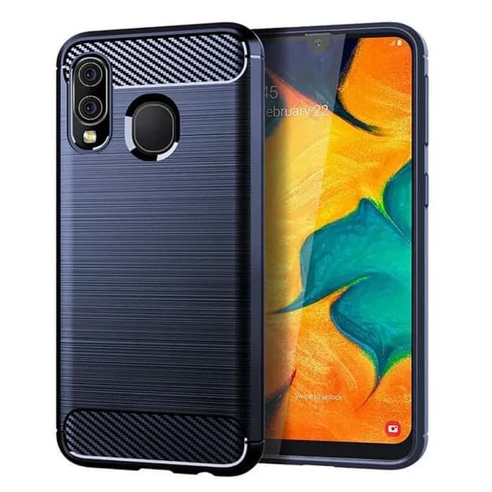 Case Samsung A20 Rugged Carbon Premium Softcase