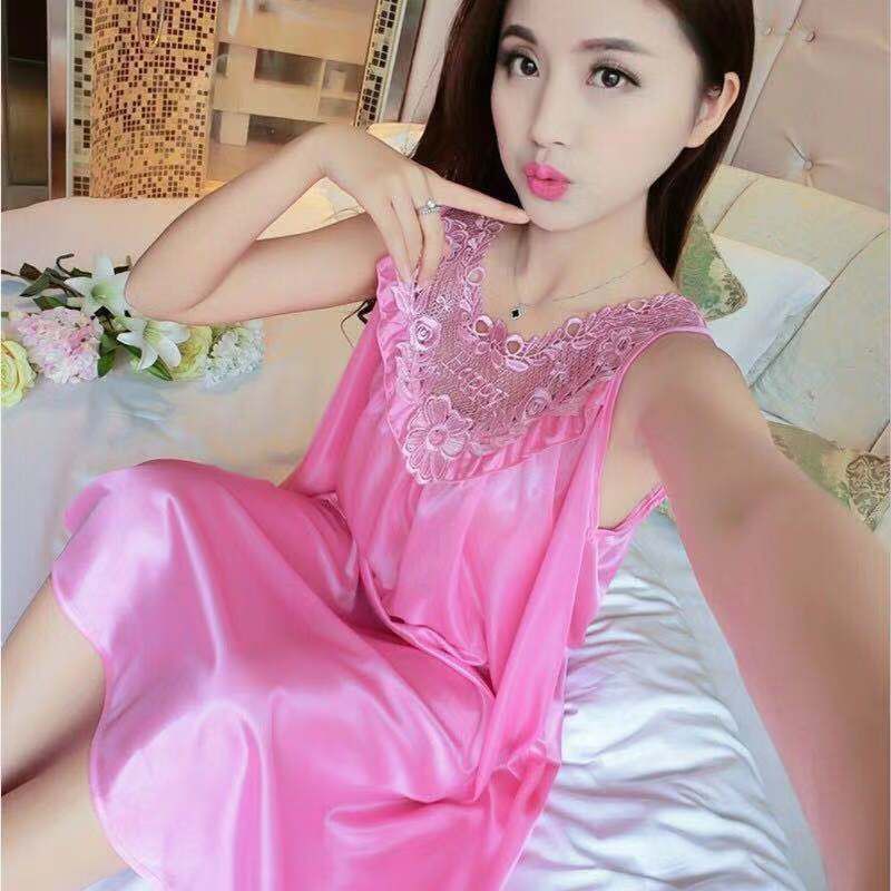 ✅𝐅𝐎𝐈𝐒𝐒® Daster Satin Pakain Tidur Wanita Brokat Korea Terkini Motif Bunga Lace Import 1170