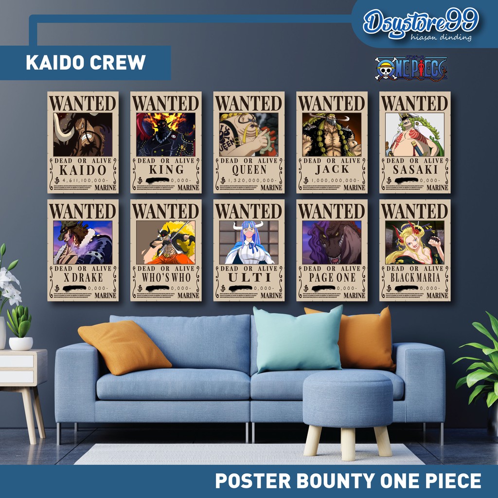 Poster Bounty One Piece 1SET KRU ISI 10PCS SIZE A4-KAIDO PIRATE