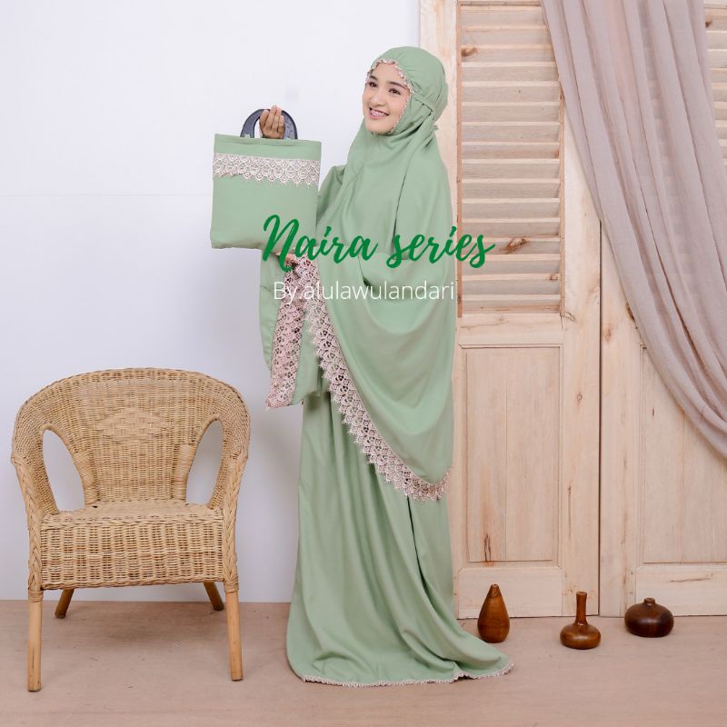 Mukena katun polos renda mewah NAIRA series